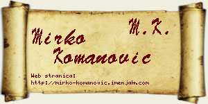 Mirko Komanović vizit kartica